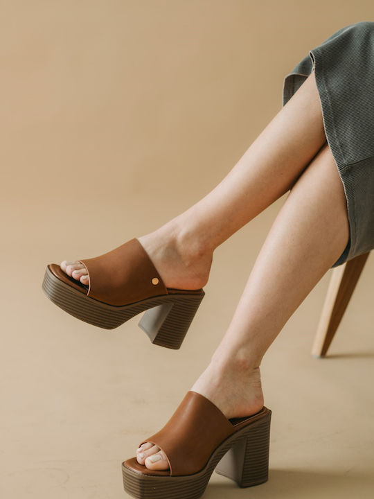 Blondie Heel Mules Tabac Brown