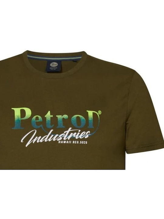 Petrol Industries T-shirt Bărbătesc cu Mânecă Scurtă Haki