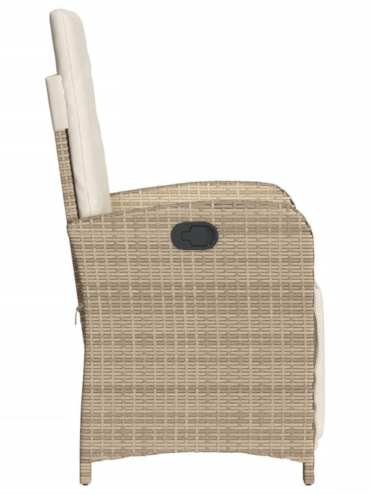 Outdoor-Stuhl Rattan Beige mit Kissen