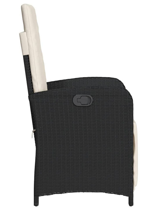 Scaun de exterior Rattan Negru cu pernă