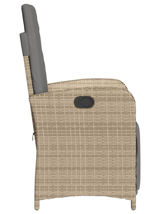 Outdoor-Stuhl Rattan Beige mit Kissen
