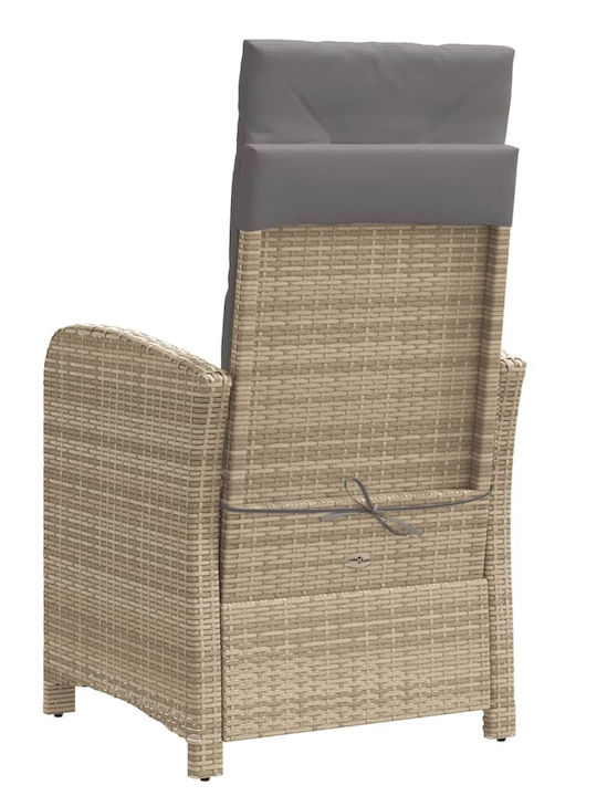 Outdoor-Stuhl Rattan Beige mit Kissen