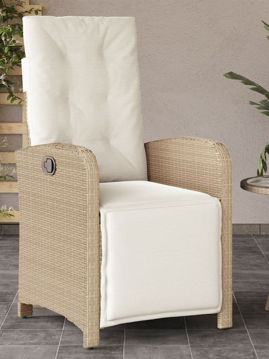 Outdoor-Stuhl Rattan Beige mit Kissen