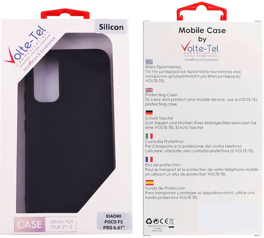 Volte-Tel Back Cover Σιλικόνης με Λουράκι Μαύρο (Poco F5 Pro)