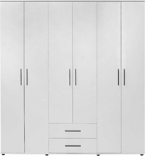Six Door Wardrobe Bianco White 206x52x213cm