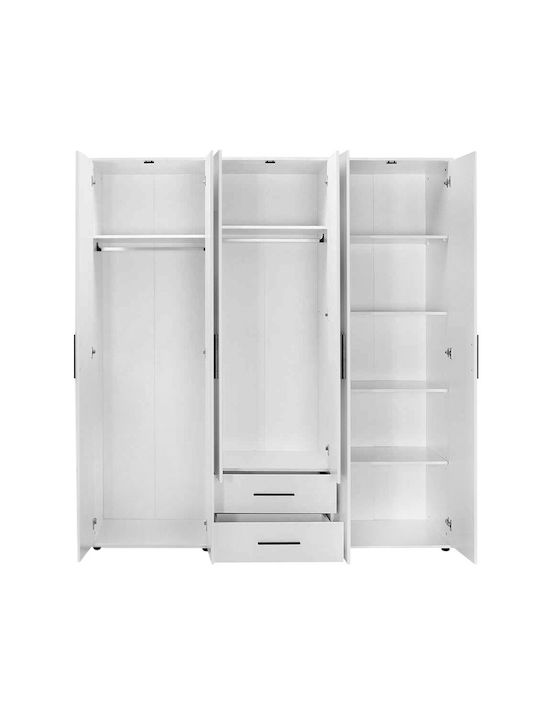 Bianco Εξάφυλλη Ντουλάπα Λευκό 206x52x213cm