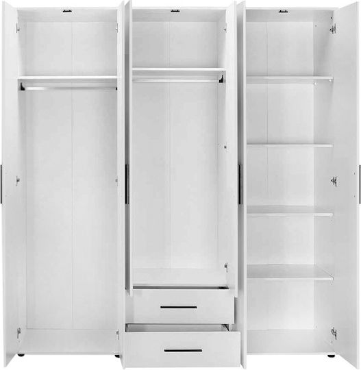 Six Door Wardrobe Bianco White 206x52x213cm
