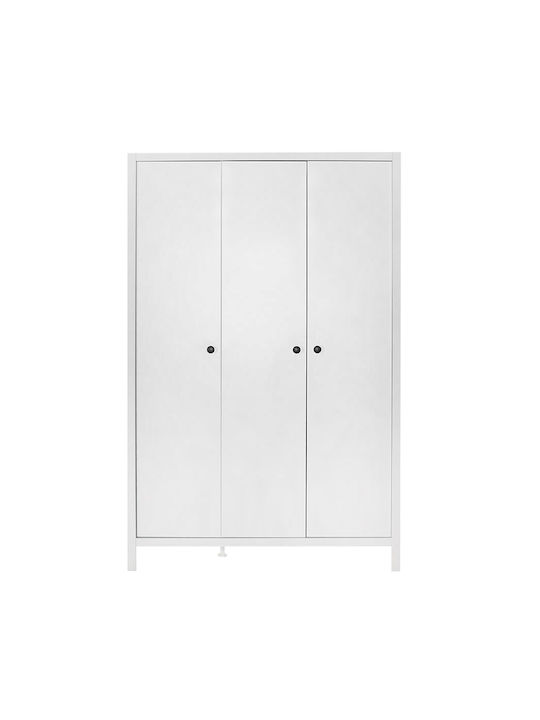 French Τρίφυλλη Ντουλάπα Λευκό 125x54x196cm