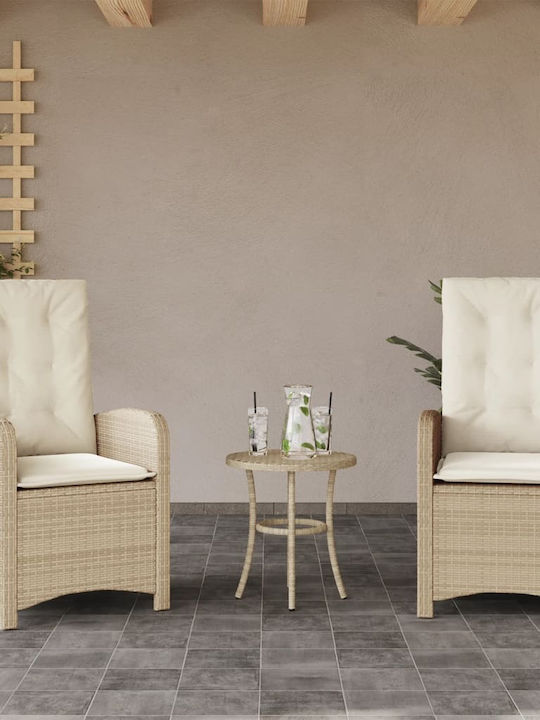 Bistro Garden & Outdoor Furniture Set 3 Pieces Beige with Pillows