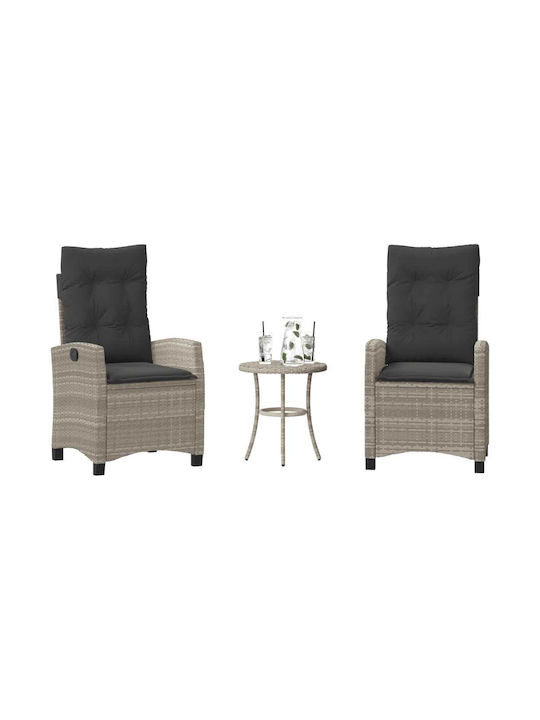 Bistro 3-Piece Living Room Set for Small Outdoor Spaces Light Gray with Pillows