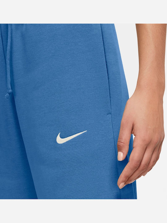 Phoenix Fleece Crop Sweatshirt High Waist Sweatpants Fleece Light Blue