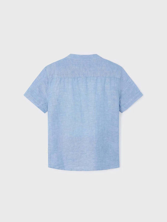 Kids Shirt Short Sleeve Linen Sky Blue