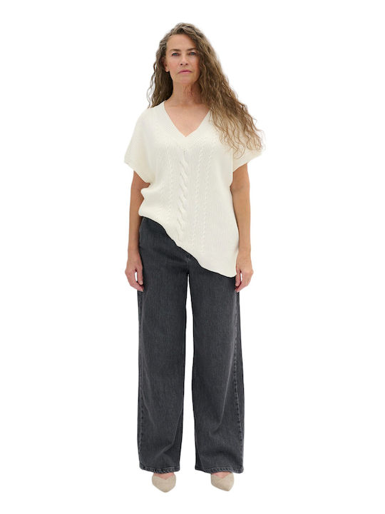 Tusa Women's Fabric Trousers Wide Line Medium Grey Black
