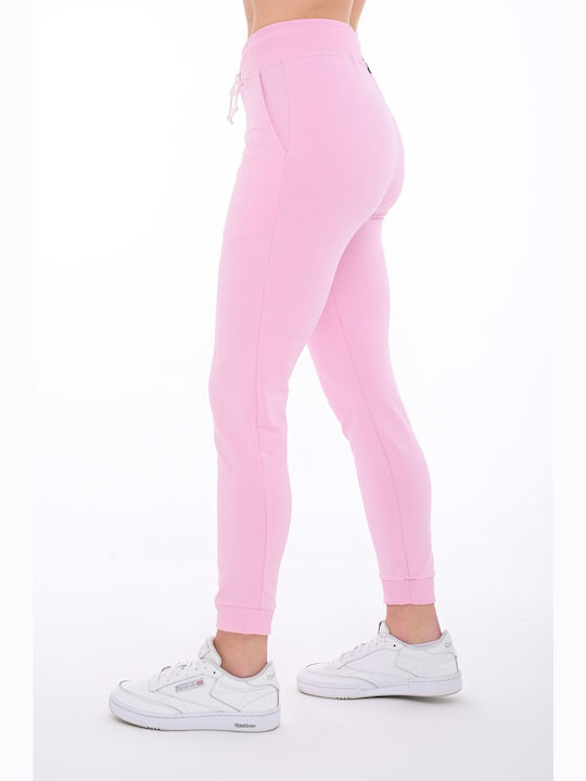 Bodymove Pantaloni de trening pentru femei cu cauciuc Roz