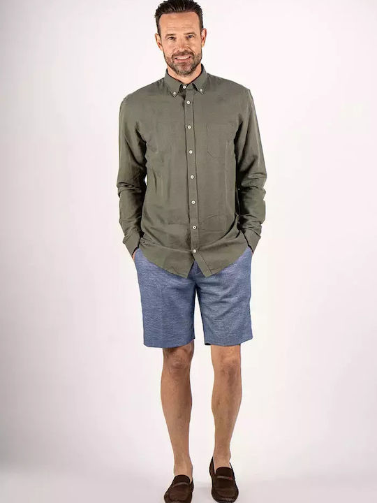 Pre End Men's Shirt Long Sleeve Linen Olive