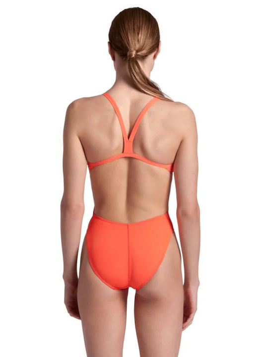 Arena Polka Dot Slim Strap Open Back Swimsuit Orange