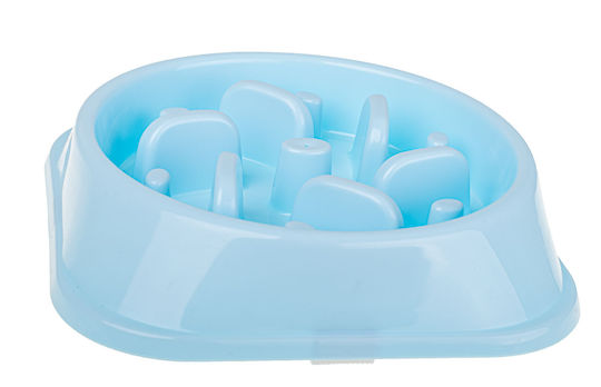 Plastic Bol Mâncare Hrănire lentă pentru Câine pe Bază 20cm în Culoare Albastru