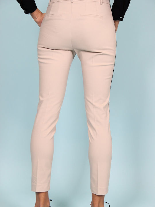 Women's Fabric Pattern Beige Trousers