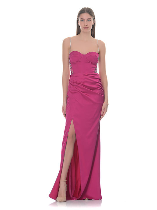 Farmaki Maxi Dress Satin Fuchsia