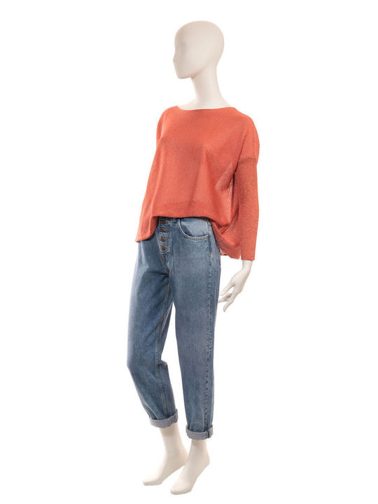 Toi&Moi Women's Summer Blouse Long Sleeve Orange