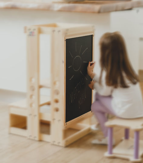 Learning Tower for Painting made of Wood with Blackboard Matzik Mav
