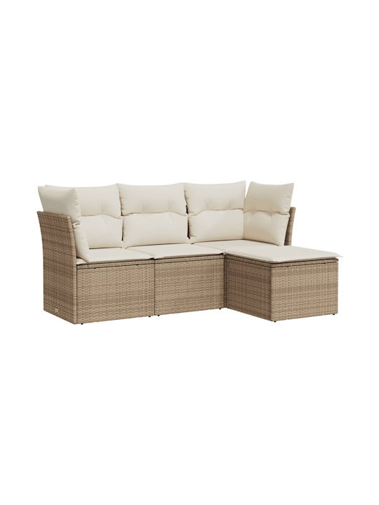 Corner Outdoor Sofa Rattan with Cushions 55x55x69cm