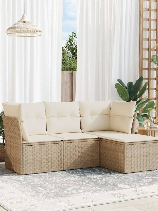 Corner Outdoor Sofa Rattan with Cushions 55x55x69cm