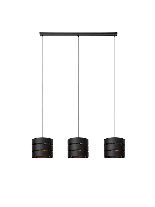 Lucide Lightning Pendant Light Three-Light for Socket E27 Black