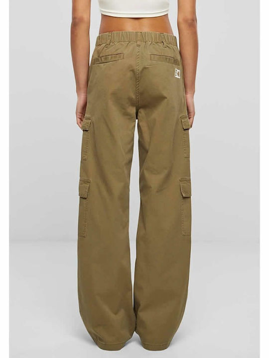 Karl Kani Signature Damen Stoff Cargo Hose Olive