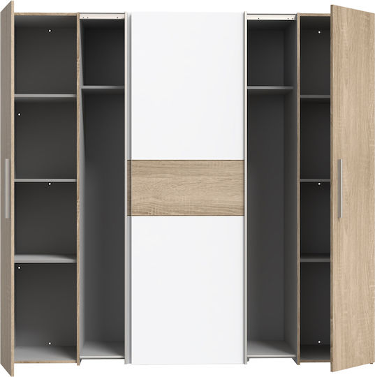 Closet Τετράφυλλη Ντουλάπα Συρόμενη 200x61.5x190.5cm Sonoma Oak-λευκό