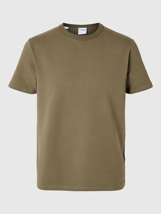 Selected Herren T-Shirt Kurzarm Khaki