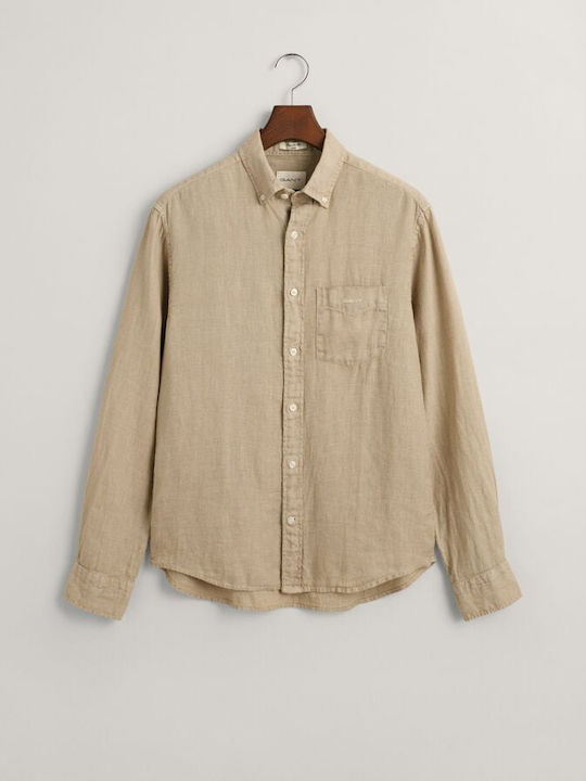 Long-sleeved Linen Shirt Beige