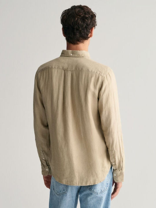 Long-sleeved Linen Shirt Beige