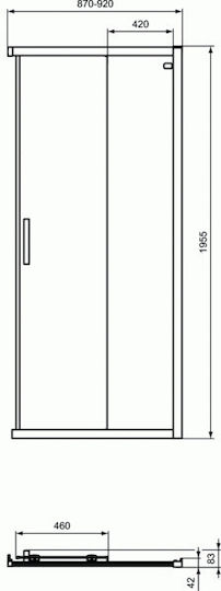 Ideal Standard Connect 2 Shower Screen for Shower with Sliding Door 100x100cm Chrome