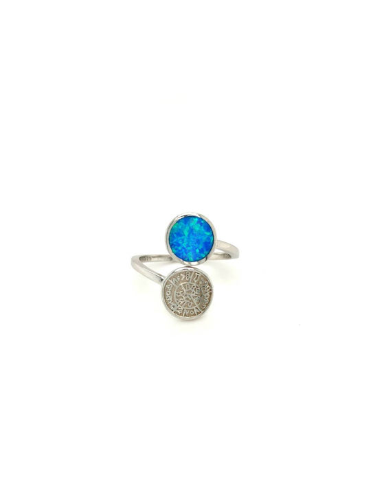 Drandakis Women's Silver Ring with Stone