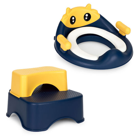 Ecotoys Kleinkind Toiletten-Sitz mit Harter Oberfläche, Griffen und Trittstufe Gelb HA-P17&18