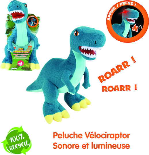 Jucărie de pluș muzicală Jemini cu lumină, Velociraptor, 25cm