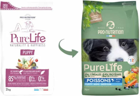 Flatazor Pure Life 12kg Dry Food Grain-Free & Gluten-Free for Small & Medium Breed Puppies with Fish, Salmon, Vegetables, Chicken, Turkey, Pork, Duck and Tuna