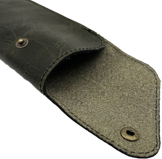 ByLeather Eyeglass Case Semi-hard with Clip Green
