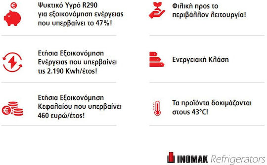 Inomak Zenobia Commercial Salad Refrigerator with 2 Doors L134.2xD70xH131.7cm