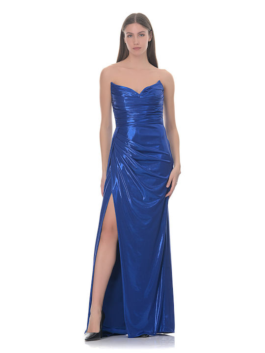 Farmaki Maxi Dress Draped Blue