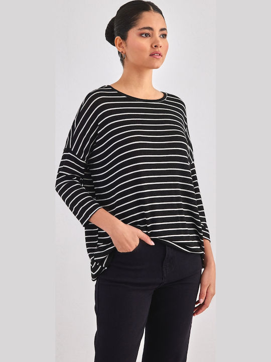 Snow Women's Long Sleeve Sweater Striped Pastel Lavender