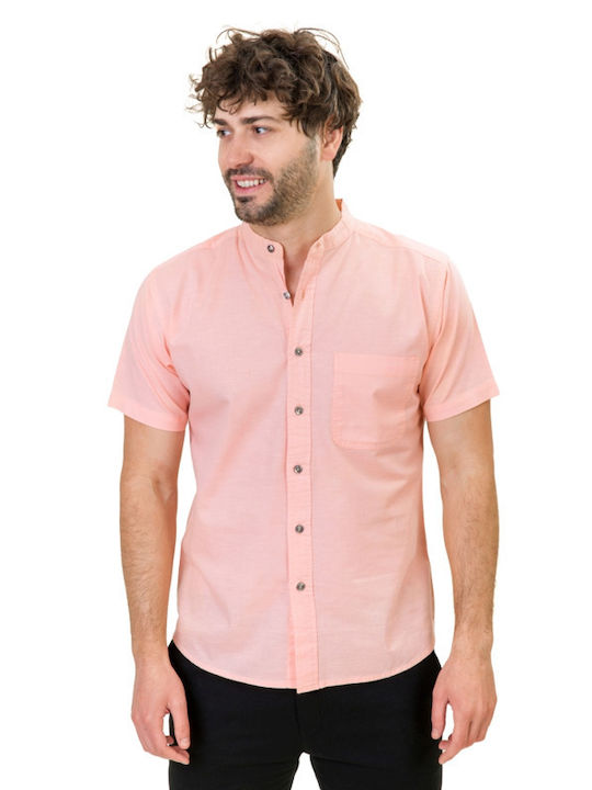 Natural Line Men's Shirt Short Sleeve Linen Pink