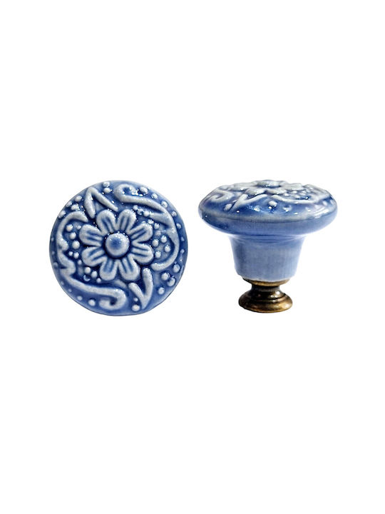 Premier Antique Knob Furniture made of Zamak & Porcelain & Metallic Bronze 35mm (Center Distance 35mm) 11848-000-ARG1 1pcs