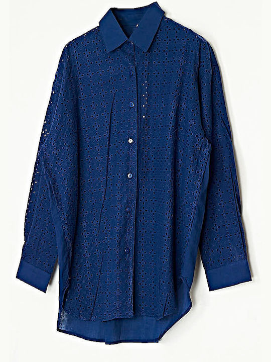 Cuca Women's Long Sleeve Shirt Blue