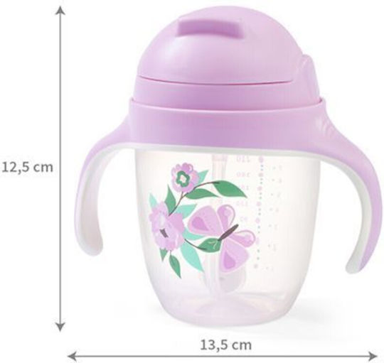 Babyono Educational Sippy Cup Plastic with Handles Purple for 6m+m+ 240ml