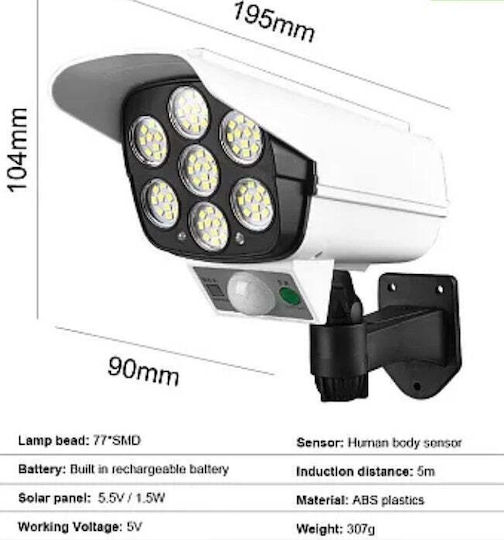 Camera de supraveghere falsă tip Bullet Camere de supraveghere simulare cu iluminare LED Alb