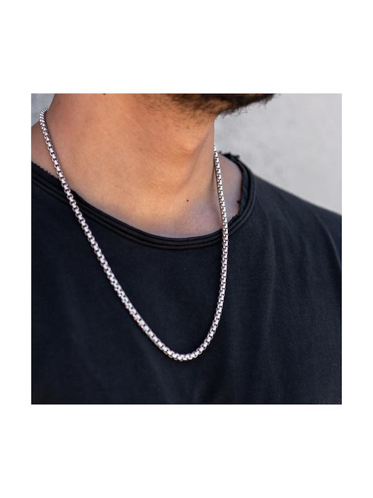 Piercing.gr Herren Kette Nacken aus Stahl Dünn Dicke 4mm und Länge 45cm