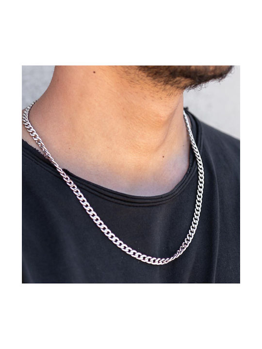 Piercing.gr Herren Kette Nacken Kubanisch aus Stahl Länge 60cm