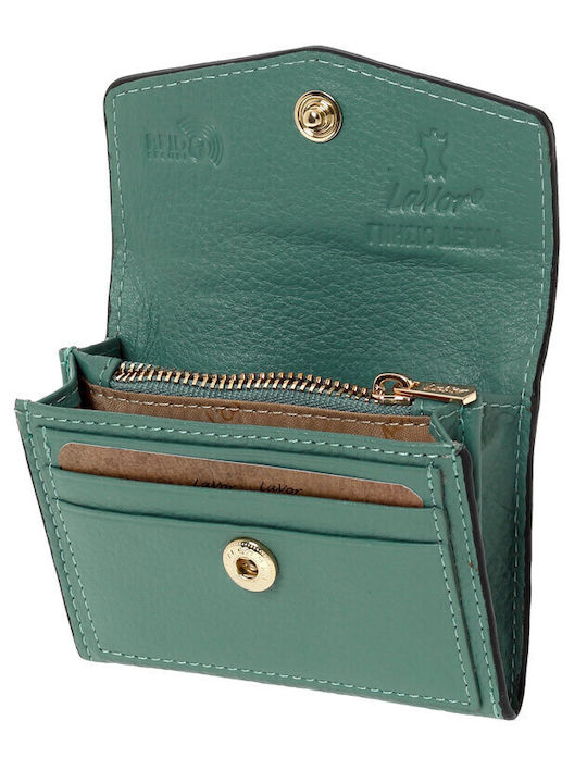 Small Leather Women's Wallet Cards with RFID Green